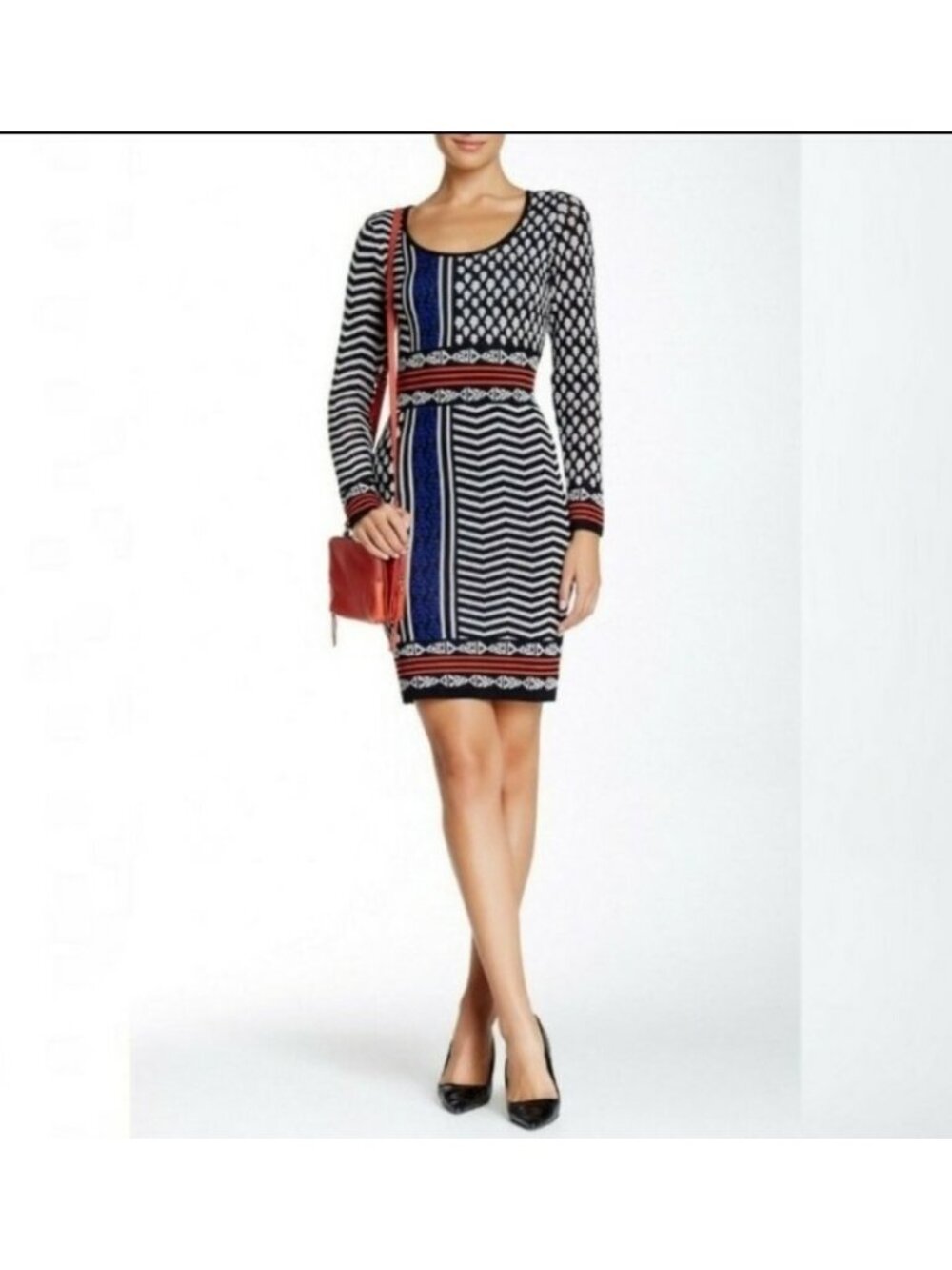 NEW Plenty by Tracy Reese Felicity Sweater Dress Size Medium M Tribal Grid